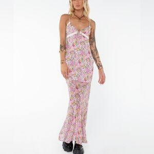 Princess Polly Floral Sleeveless Maxi Cami Slip Dress Pink Green White Orange 8